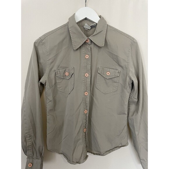 GAP Cargo Shirt in Khaki Long Sleeve Womens SZ S - Picture 3 of 12